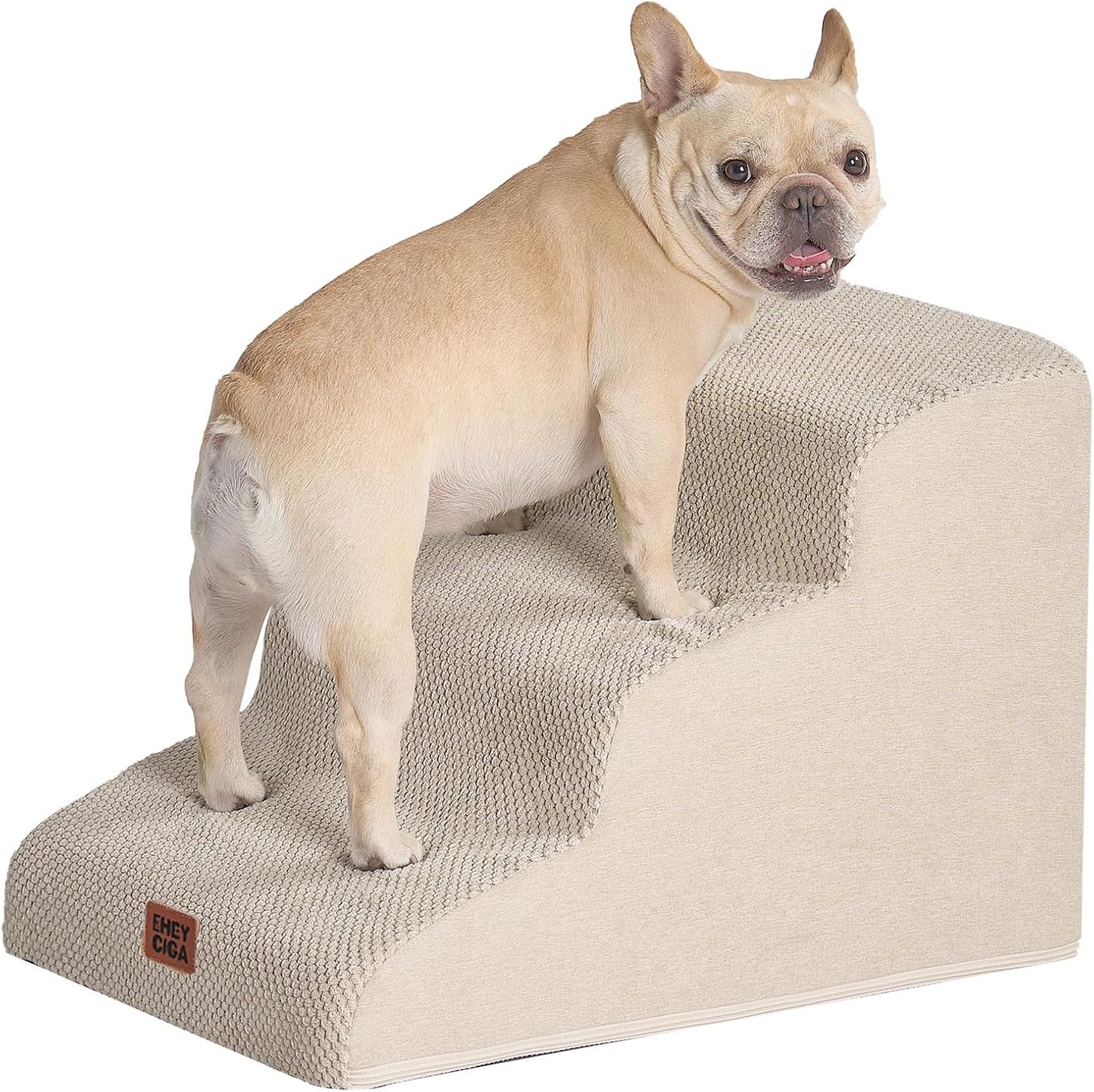 Hundetreppe Für Kleine Hunde 30 Cm Hoch, Haustiertreppe Für Sofa Bett, Treppe Für Hunde Aus Hochdichtem Schwamm, Hunderampe Mit Waschbarem Bezug Und Rutschfestem Boden, 2 Stufen, Grau