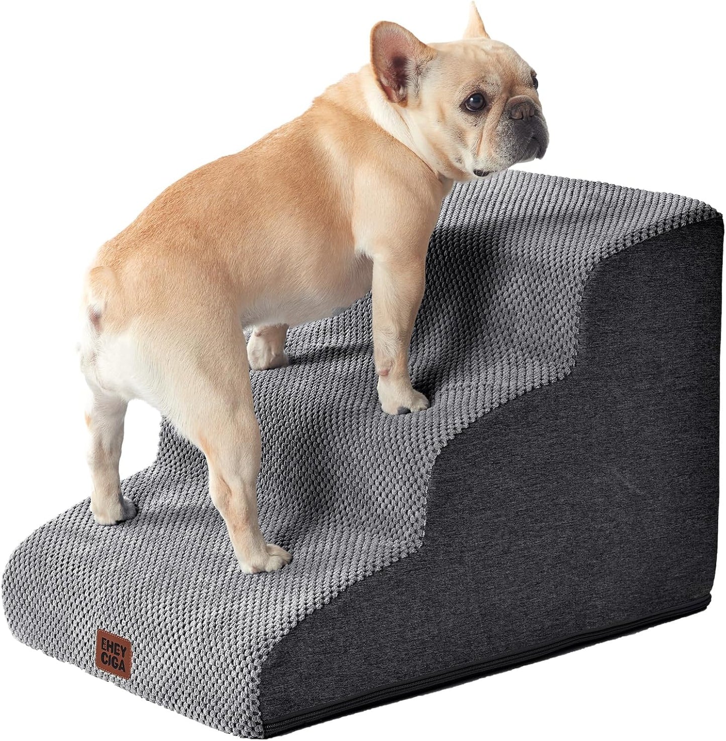 Hundetreppe Für Kleine Hunde 30 Cm Hoch, Haustiertreppe Für Sofa Bett, Treppe Für Hunde Aus Hochdichtem Schwamm, Hunderampe Mit Waschbarem Bezug Und Rutschfestem Boden, 2 Stufen, Grau