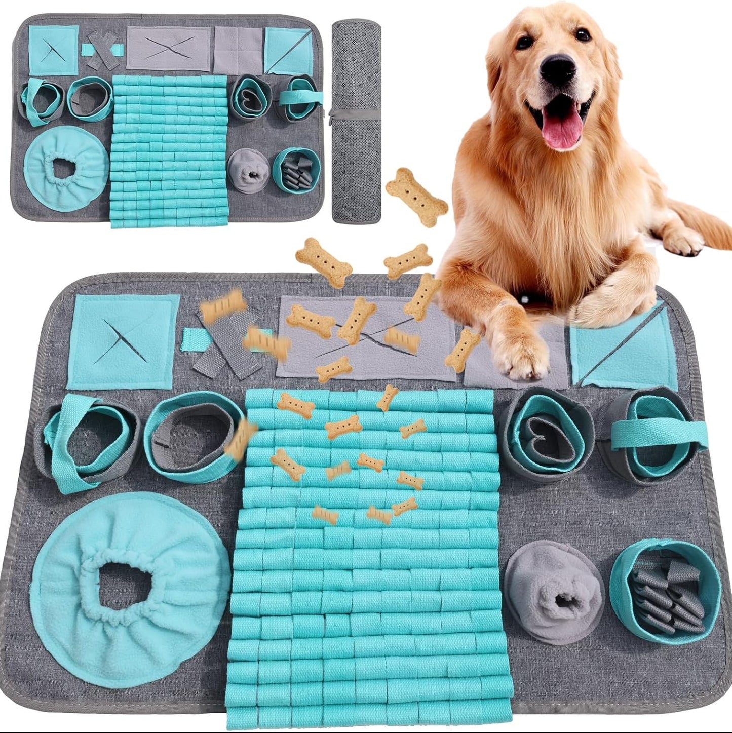 Hund Schnüffelteppich, Waschbar Trainingsmatte Futtermatte Schnüffelteppich Für Hunde Riechen Trainieren Trainingsmatte Gegen Langeweile Und Anregung Langsamfütterungsunterlage Für Welpen(66 * 42Cm)