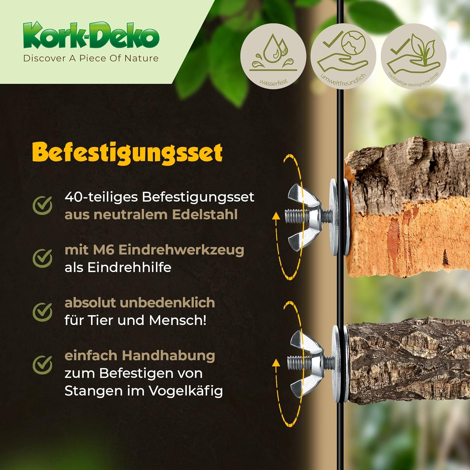 Befestigungsset Zum Selbstbau Von Sitzstangen / -Brettchen Aus Edelstahl Für Vögel Zur Befestigung Am Käfig (Gitter-Gestänge). Für Vogelkäfig Und Voliere (40-Teilig) (Mit Eindrehwerkzeug M6)