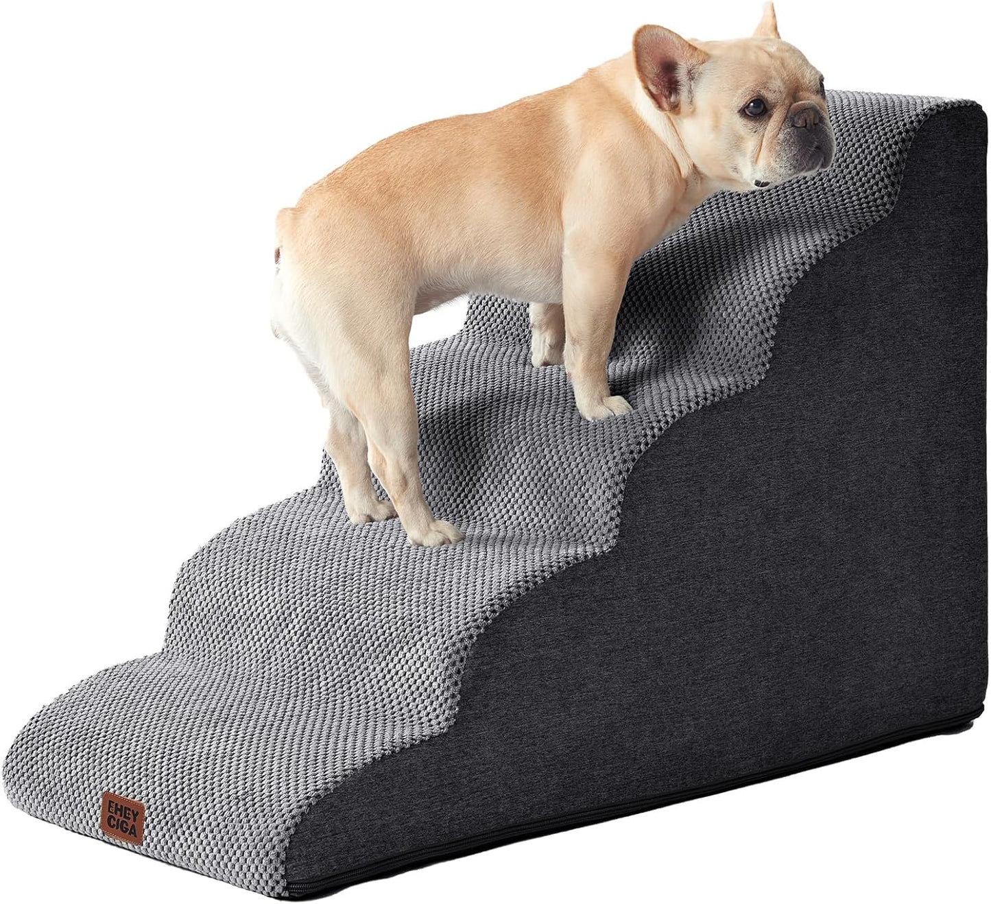 Hundetreppe Für Kleine Hunde 30 Cm Hoch, Haustiertreppe Für Sofa Bett, Treppe Für Hunde Aus Hochdichtem Schwamm, Hunderampe Mit Waschbarem Bezug Und Rutschfestem Boden, 2 Stufen, Grau