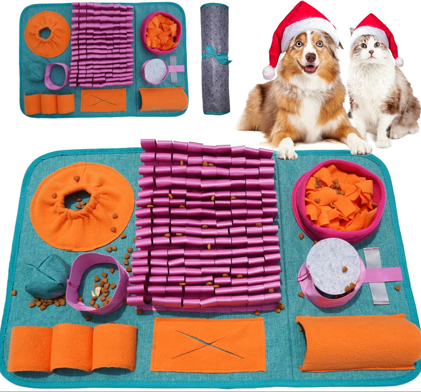 Hund Schnüffelteppich, Waschbar Trainingsmatte Futtermatte Schnüffelteppich Für Hunde Riechen Trainieren Trainingsmatte Gegen Langeweile Und Anregung Langsamfütterungsunterlage Für Welpen(66 * 42Cm)