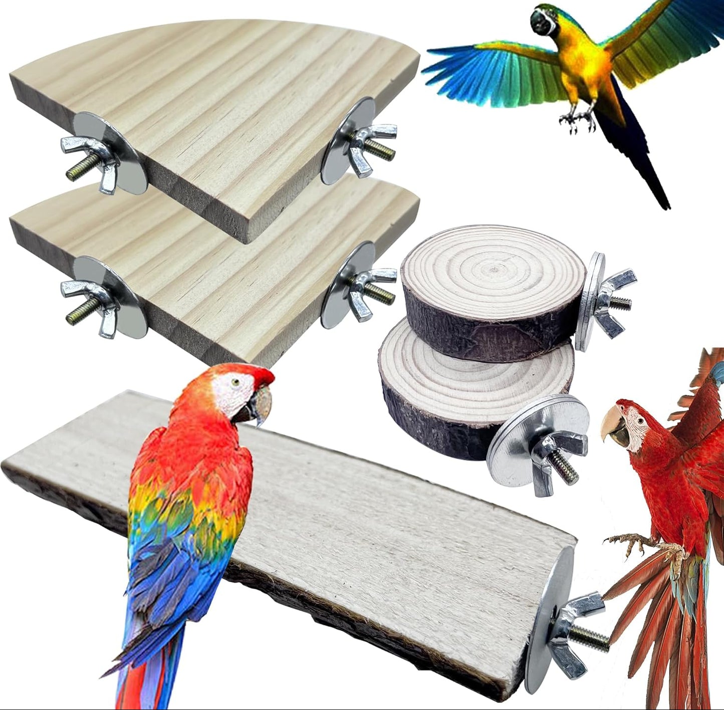 Allazone 5 Stück Sitzstangen Vögel, Naturholz Sitzstangen Natürlicher Sitzstangen Für Vögel Holz, Vögel Spielzeug Vogel Papagei Schaukel Spielzeug