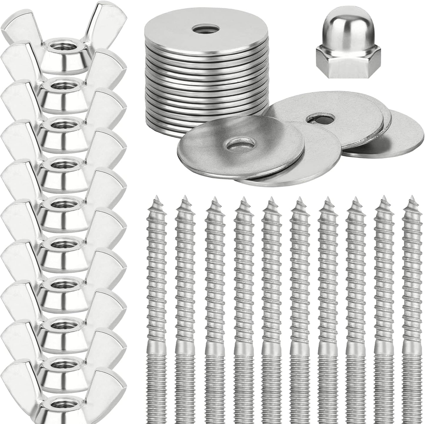 Befestigungsset Zum Selbstbau Von Sitzstangen / -Brettchen Aus Edelstahl Für Vögel Zur Befestigung Am Käfig (Gitter-Gestänge). Für Vogelkäfig Und Voliere (40-Teilig) (Mit Eindrehwerkzeug M6)