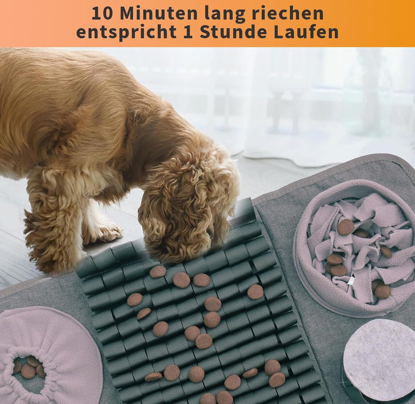 Hund Schnüffelteppich, Waschbar Trainingsmatte Futtermatte Schnüffelteppich Für Hunde Riechen Trainieren Trainingsmatte Gegen Langeweile Und Anregung Langsamfütterungsunterlage Für Welpen(66 * 42Cm)