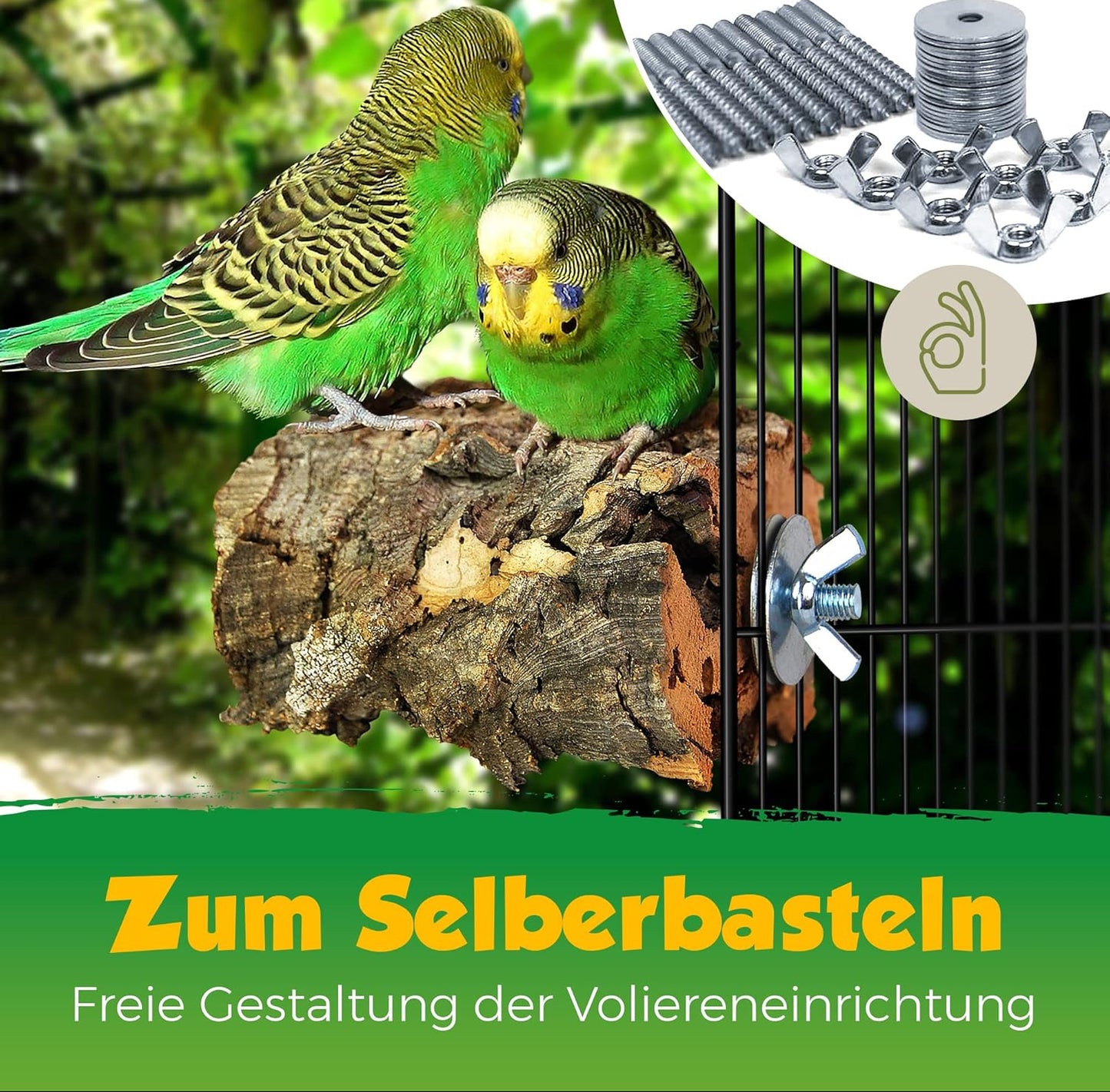 Befestigungsset Zum Selbstbau Von Sitzstangen / -Brettchen Aus Edelstahl Für Vögel Zur Befestigung Am Käfig (Gitter-Gestänge). Für Vogelkäfig Und Voliere (40-Teilig) (Mit Eindrehwerkzeug M6)