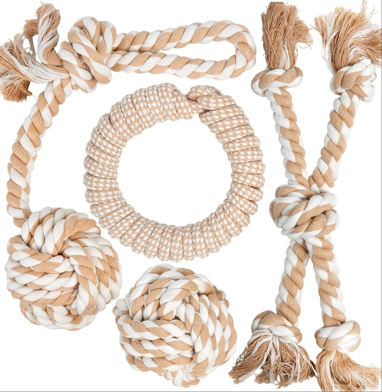 Fida Hundespielzeug Aus Seil Für Aggressive Kauer, Interaktives, Robustes Hundespielzeug Für Mittelgroße Und Große Hunde, Robustes Gedrehtes Seilspielzeug Mit 5 Knoten