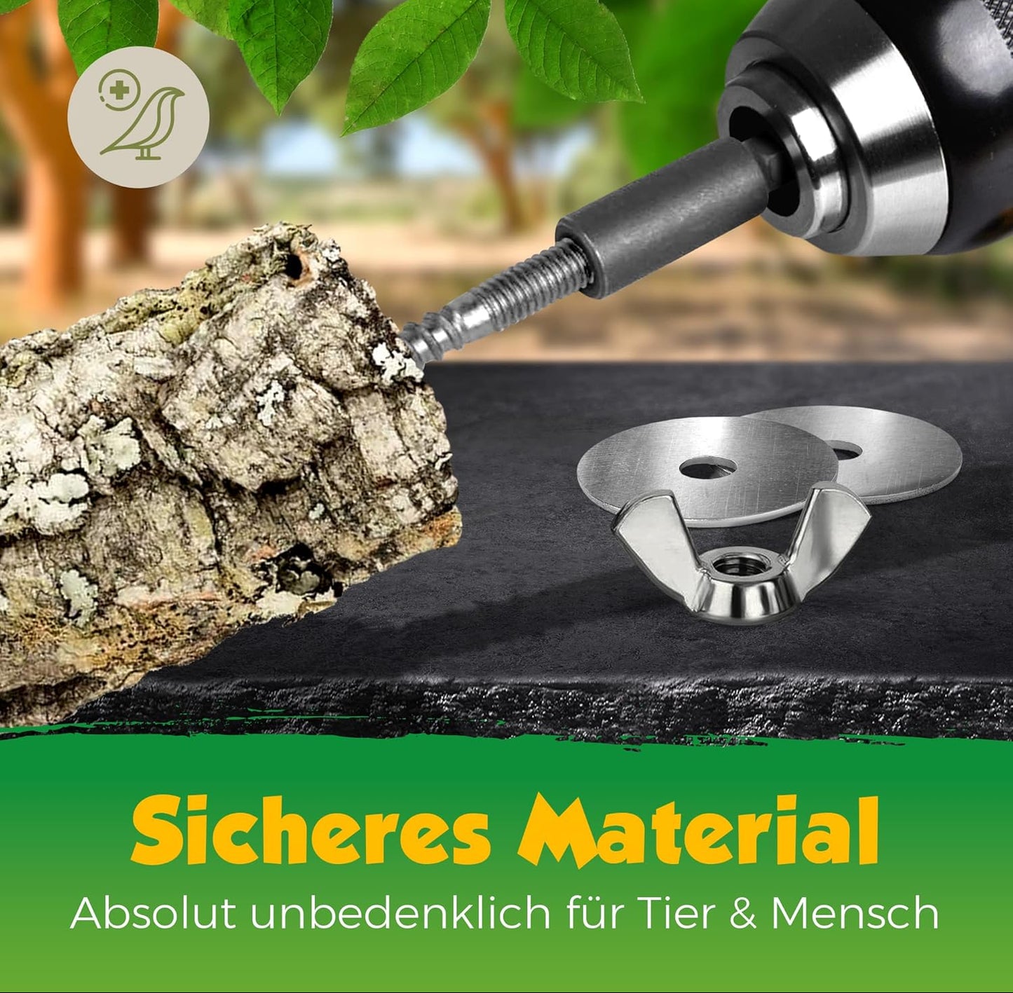 Befestigungsset Zum Selbstbau Von Sitzstangen / -Brettchen Aus Edelstahl Für Vögel Zur Befestigung Am Käfig (Gitter-Gestänge). Für Vogelkäfig Und Voliere (40-Teilig) (Mit Eindrehwerkzeug M6)