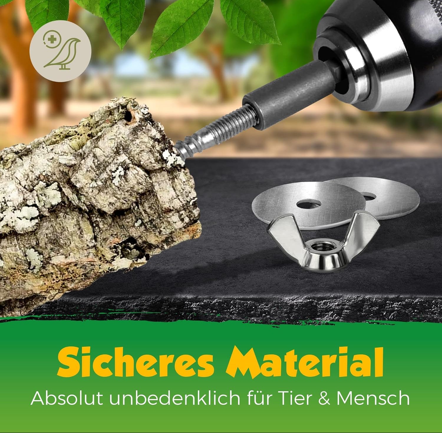 Befestigungsset Zum Selbstbau Von Sitzstangen / -Brettchen Aus Edelstahl Für Vögel Zur Befestigung Am Käfig (Gitter-Gestänge). Für Vogelkäfig Und Voliere (40-Teilig) (Mit Eindrehwerkzeug M6)