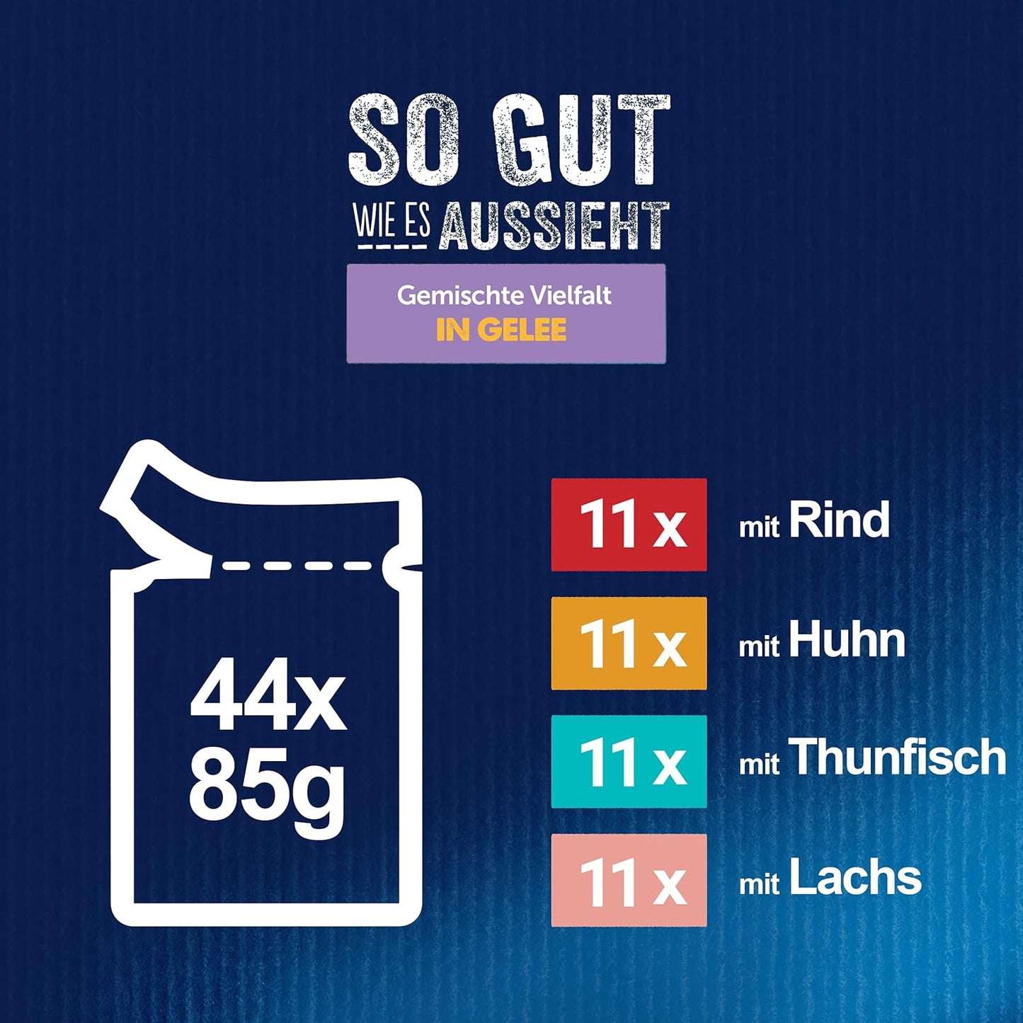 FELIX so Gut Wie Es Aussieht Gemischte Vielfalt in Gelee Katzennassfutter 44X85G Portionsbeutel