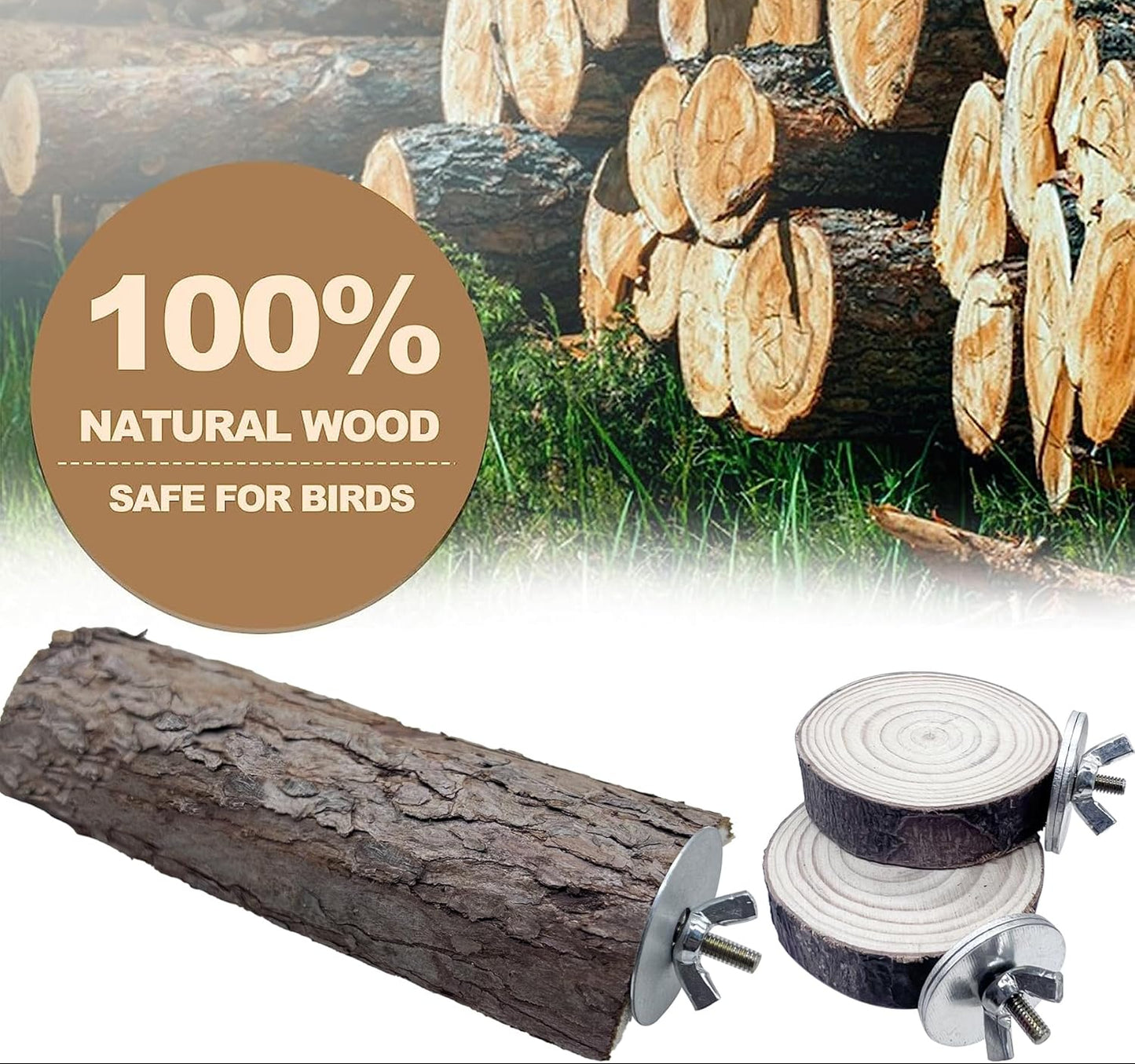 Allazone 5 Stück Sitzstangen Vögel, Naturholz Sitzstangen Natürlicher Sitzstangen Für Vögel Holz, Vögel Spielzeug Vogel Papagei Schaukel Spielzeug