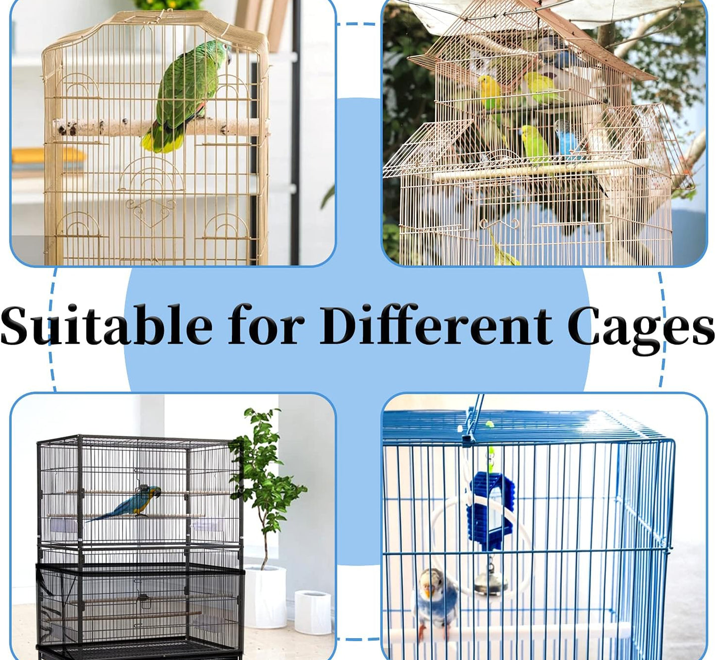 Mngren Extra Groß Vogelkäfig Abdeckung, Universal Vogelkäfig Samenfänger, Einstellbar Papageien Kordelzug Vogelfutter Kleintiere Netz, Abdeckung Rock Bewachen Für Runde Quadratische Käfige