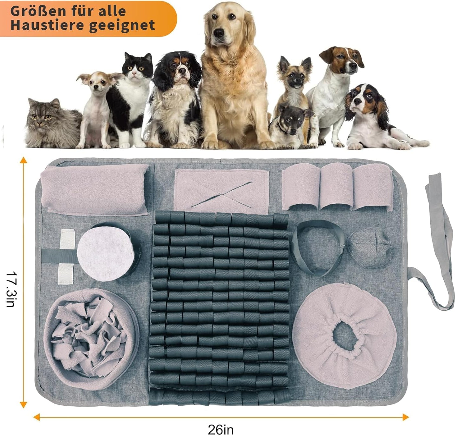 Hund Schnüffelteppich, Waschbar Trainingsmatte Futtermatte Schnüffelteppich Für Hunde Riechen Trainieren Trainingsmatte Gegen Langeweile Und Anregung Langsamfütterungsunterlage Für Welpen(66 * 42Cm)