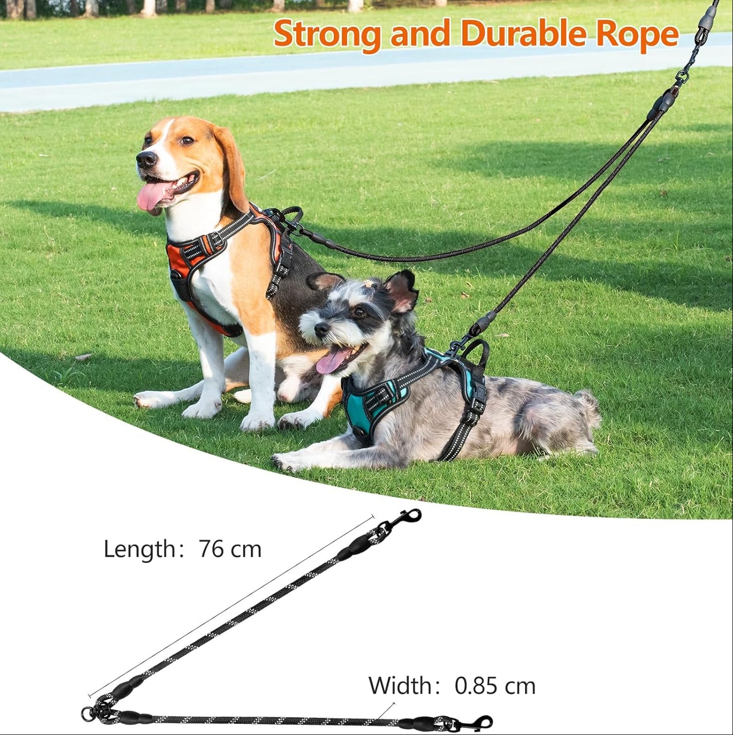 Taglory Doppelte Leinen/Hundeleine Doppelleine Für 2 Hunde/Keine Verwicklung Reflektierend Kletterseil/Verstellbar Splitterleinen/Schwarz