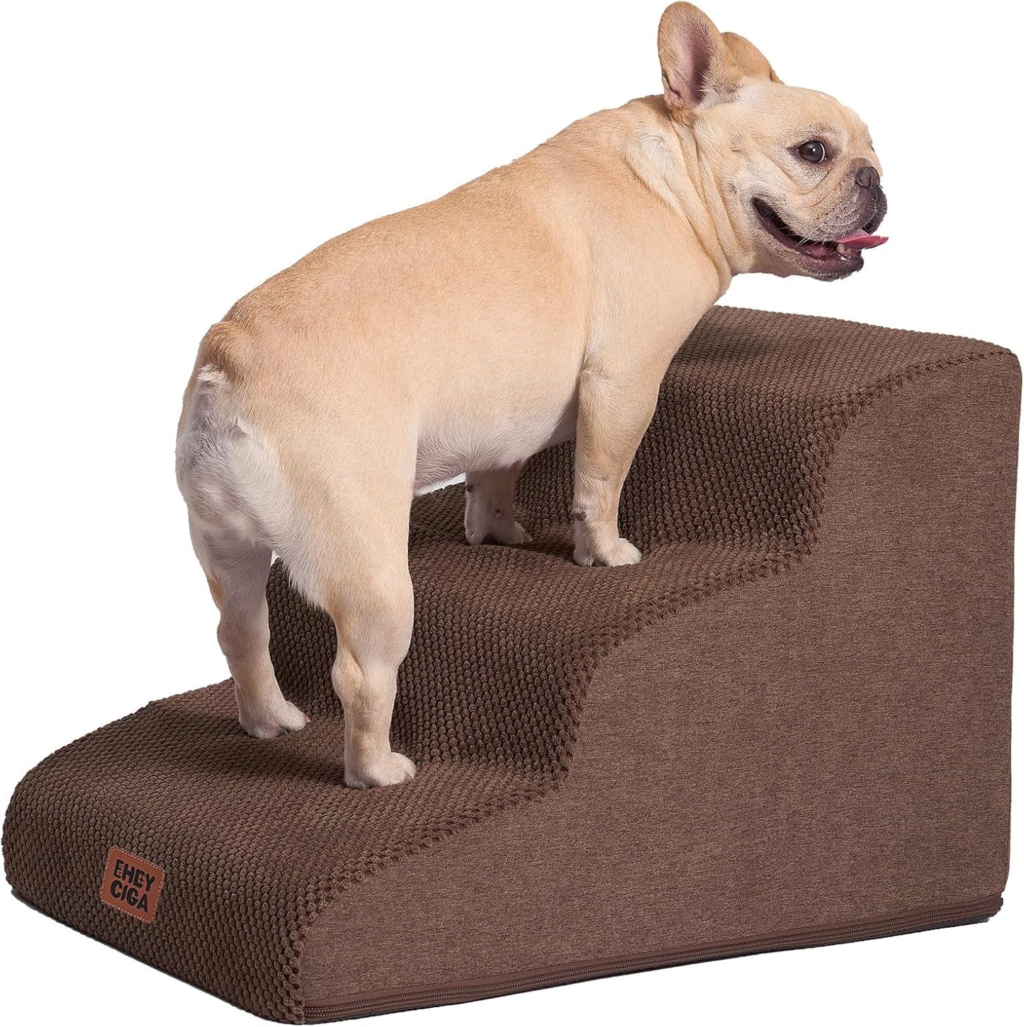 Hundetreppe Für Kleine Hunde 30 Cm Hoch, Haustiertreppe Für Sofa Bett, Treppe Für Hunde Aus Hochdichtem Schwamm, Hunderampe Mit Waschbarem Bezug Und Rutschfestem Boden, 2 Stufen, Grau
