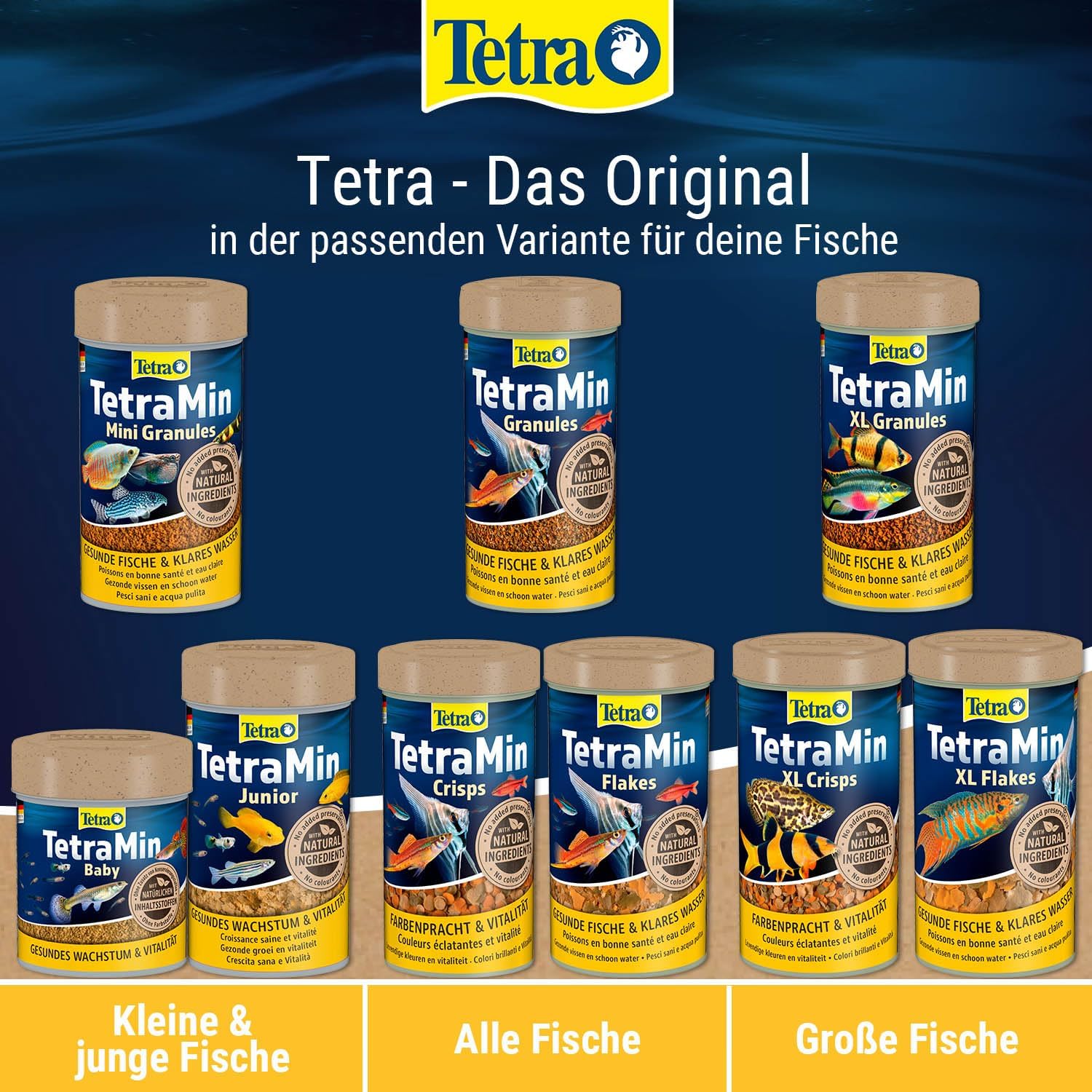 Tetramin Flakes - Fischfutter in Flockenform Für Alle Zierfische, Ausgewogene Mischung Für Gesunde Fische Und Klares Wasser, 1 L Dose