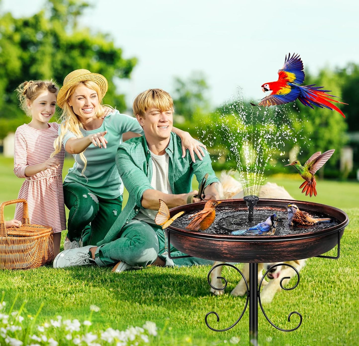 Vogeltränke Stehend,Vogelbad Für Draußen Garten,35In Metall Vogelbecken Schüssel Wassertränke Für Vögel, Antike Vogeltränke Winterfest Futter Wasserschale (Antike Bronze)