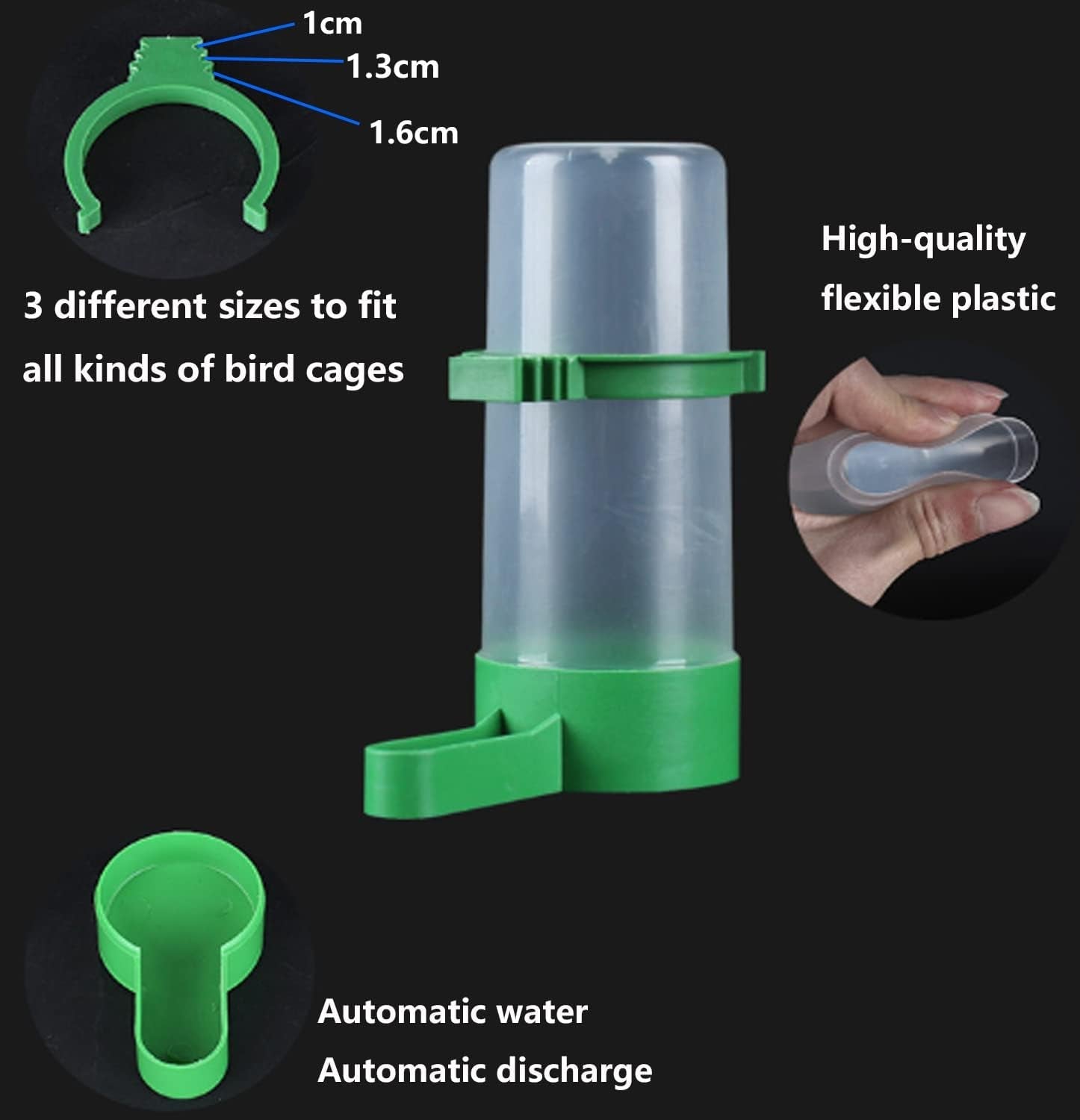 2 Pack Automatic Bird Water Dispensers, Bird Feeder, Bird Water Dispenser for Cage, Bird Water Bottle Drinker Container, Food Dispenser Hanging in Birds Cage for Bird Lovers