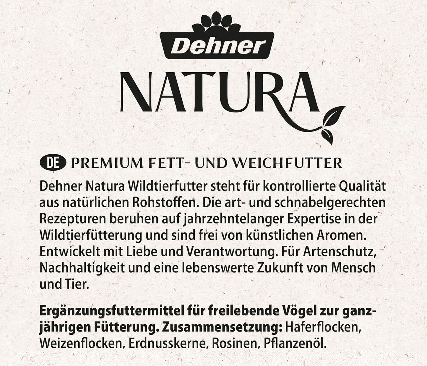 Dehner Natura Premium Wildvogelfutter, Fettfutter / Weichfutter, Ganzjahresfutter Artgerecht / Kraftspendend , Hochwertiges Vogelfutter Für Wildvögel, 5 Kg