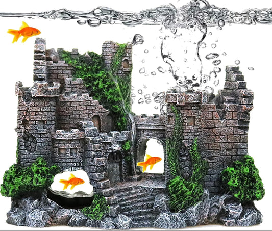 Aquarium Deko Groß Castle Dekoration, Harz Aquarium Dekoration, Ideal Für Kleine Garnele Fisch Schildkröte, Polyresin Landschaft