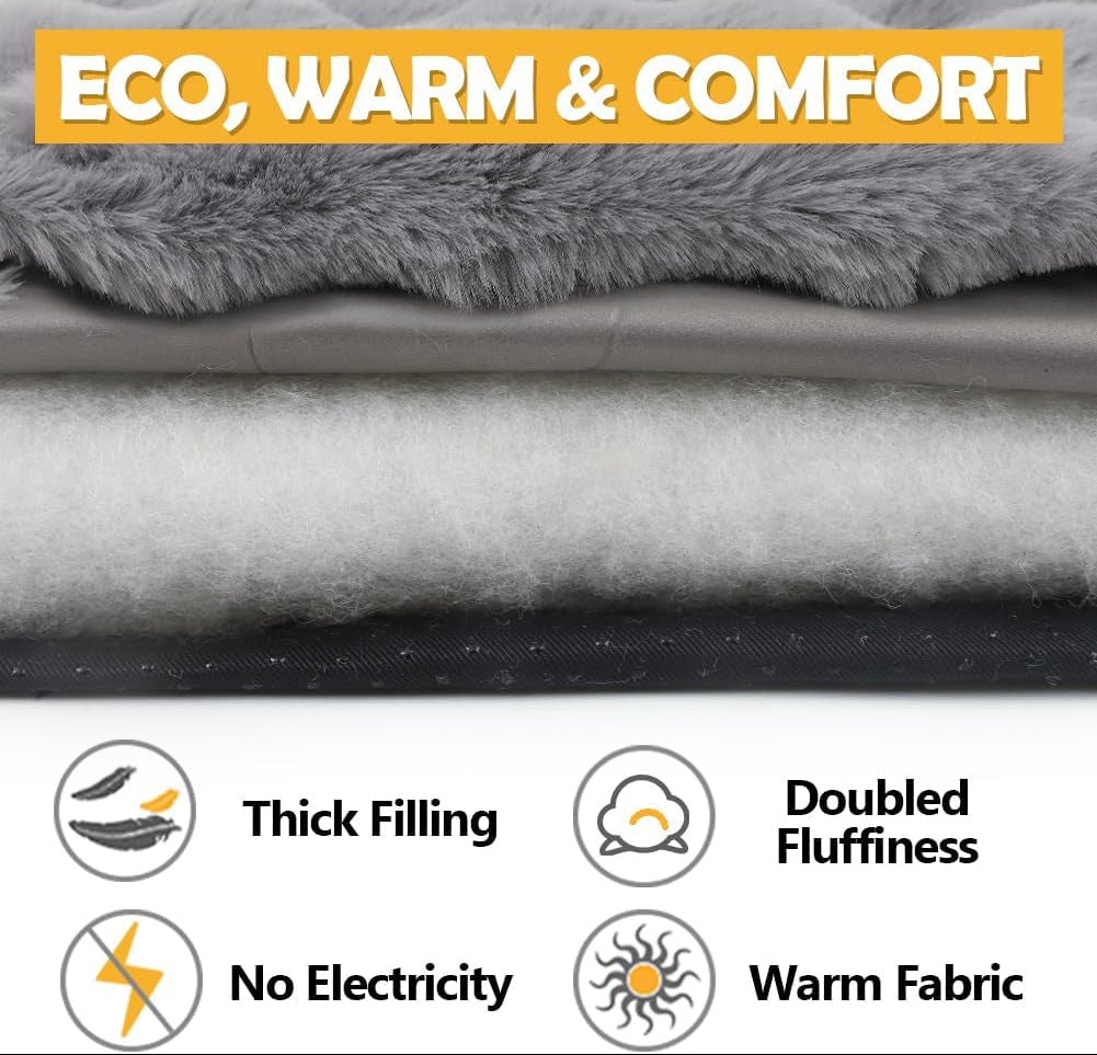 XIAPIA Selbstheizende Decke Katze & Hunde, Flauschig Selbstwärmende Katzendecke Ohne Kabel, Wärmedecke Heizdecke Ohne Strom, Washbar Thermodecke Katzenkissen Katzenbett Indoor Im Auto Grau 60 * 45 Cm