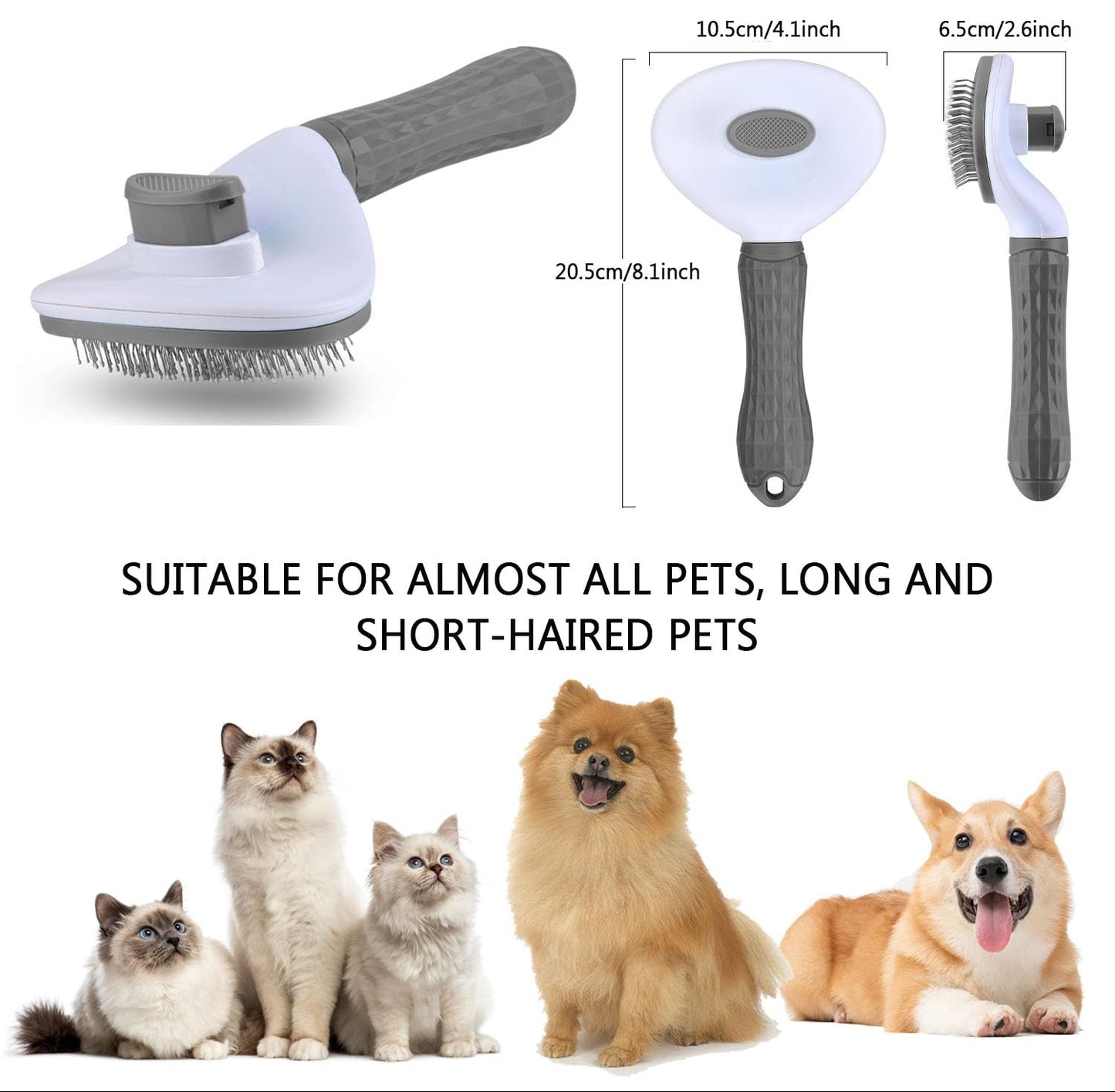 Katzenbürste, Selbstreinigende Zupfbürste Entfernt Unterwolle Katzenkamm Hundebürste Katzenbürste Kurz Bis Langhaar Geeignet Sanfte Katzen Burste Kurzhaar Zupfbürste (Grau)