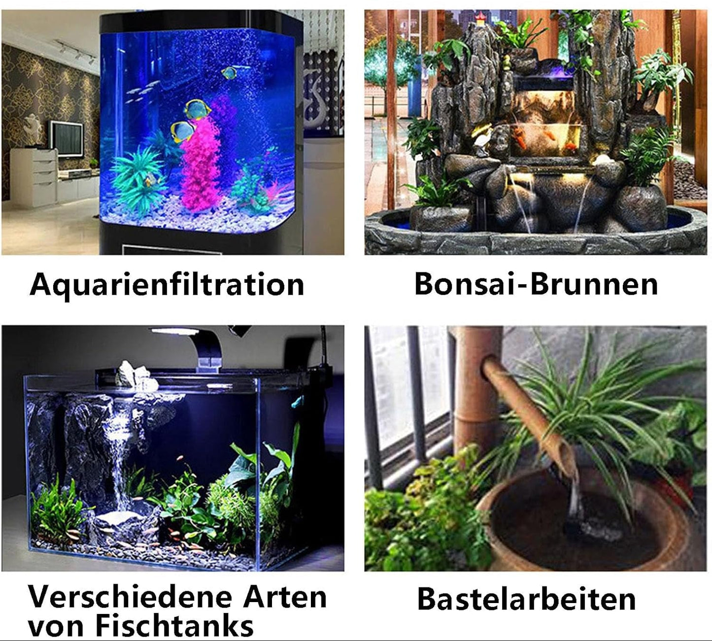 180L/H 3W Mini-Tauchpumpe, Ultra Leise Aquarium Pumpe Mit 1.3M Netzkabel，Mit 1 Düsen Für Brunnenaquarium， Aquarium, Teichgarten Eu-Stecker