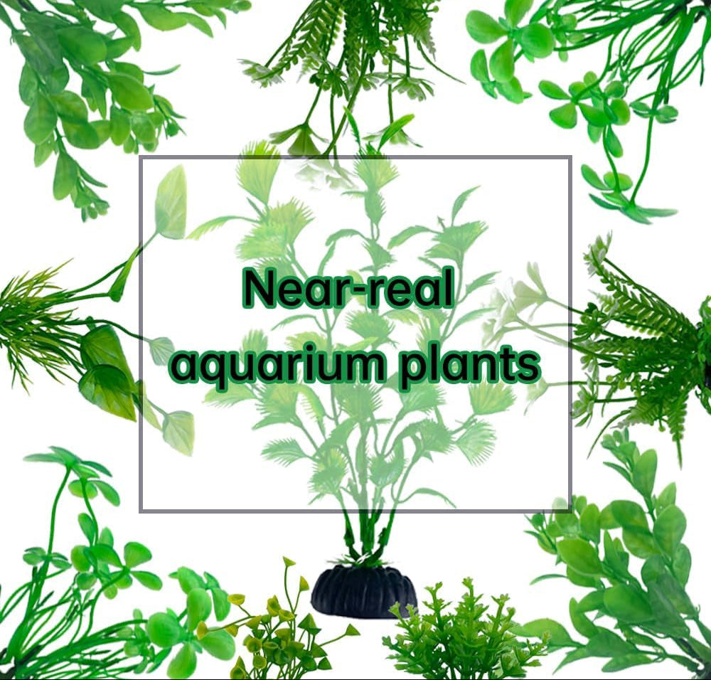 Aquarium Pflanzen Deko, 16 Stück Grün Plastikpflanzen Für Aquarien, Wasserpflanzen Aquarium Pflanzen Künstlich Dekoration Set