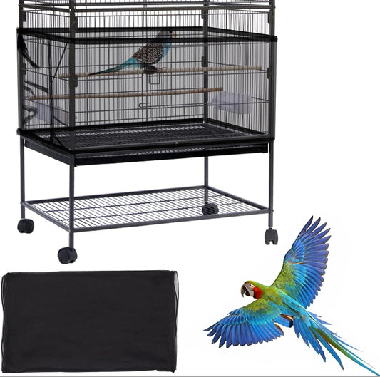 Mngren Extra Groß Vogelkäfig Abdeckung, Universal Vogelkäfig Samenfänger, Einstellbar Papageien Kordelzug Vogelfutter Kleintiere Netz, Abdeckung Rock Bewachen Für Runde Quadratische Käfige