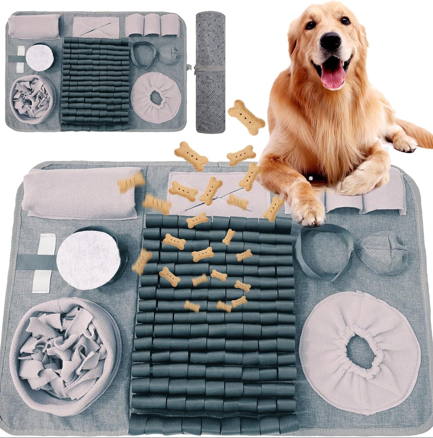 Hund Schnüffelteppich, Waschbar Trainingsmatte Futtermatte Schnüffelteppich Für Hunde Riechen Trainieren Trainingsmatte Gegen Langeweile Und Anregung Langsamfütterungsunterlage Für Welpen(66 * 42Cm)