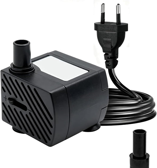 180L/H 3W Mini-Tauchpumpe, Ultra Leise Aquarium Pumpe Mit 1.3M Netzkabel，Mit 1 Düsen Für Brunnenaquarium， Aquarium, Teichgarten Eu-Stecker