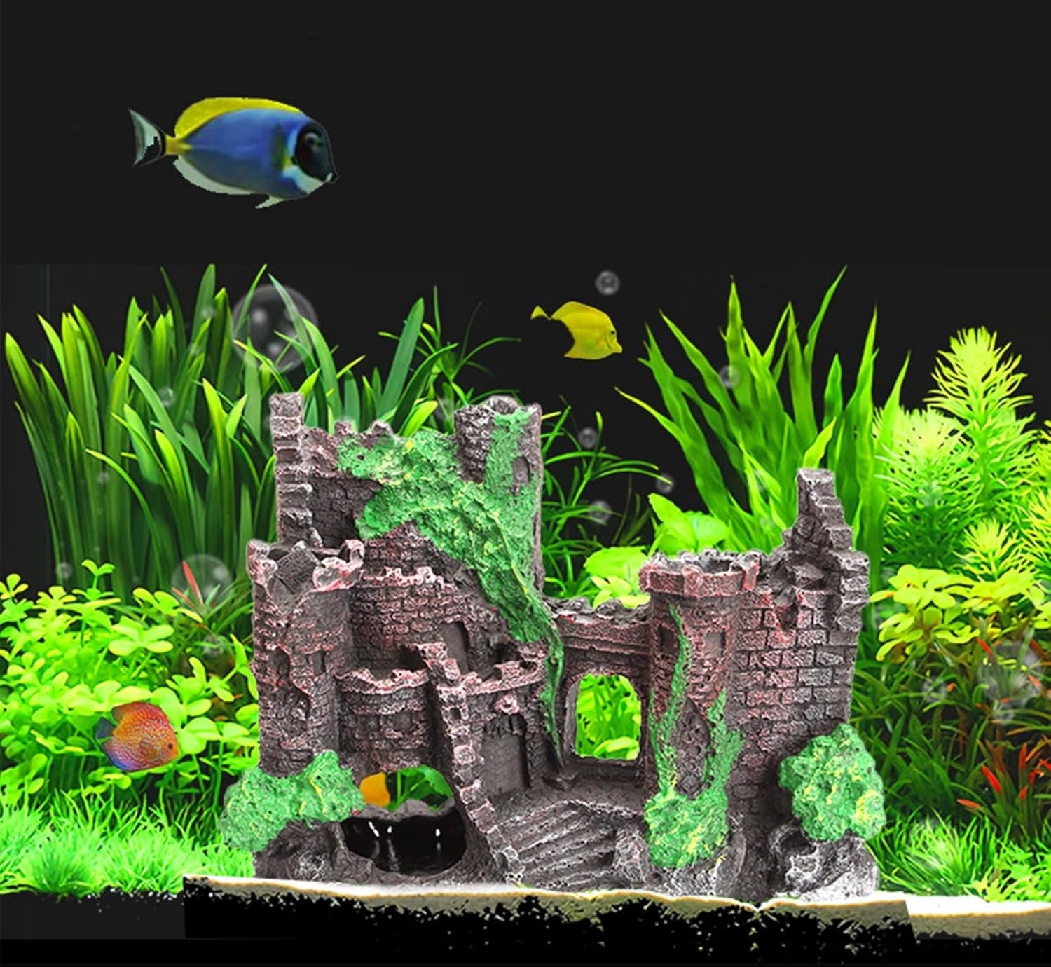Aquarium Deko Groß Castle Dekoration, Harz Aquarium Dekoration, Ideal Für Kleine Garnele Fisch Schildkröte, Polyresin Landschaft